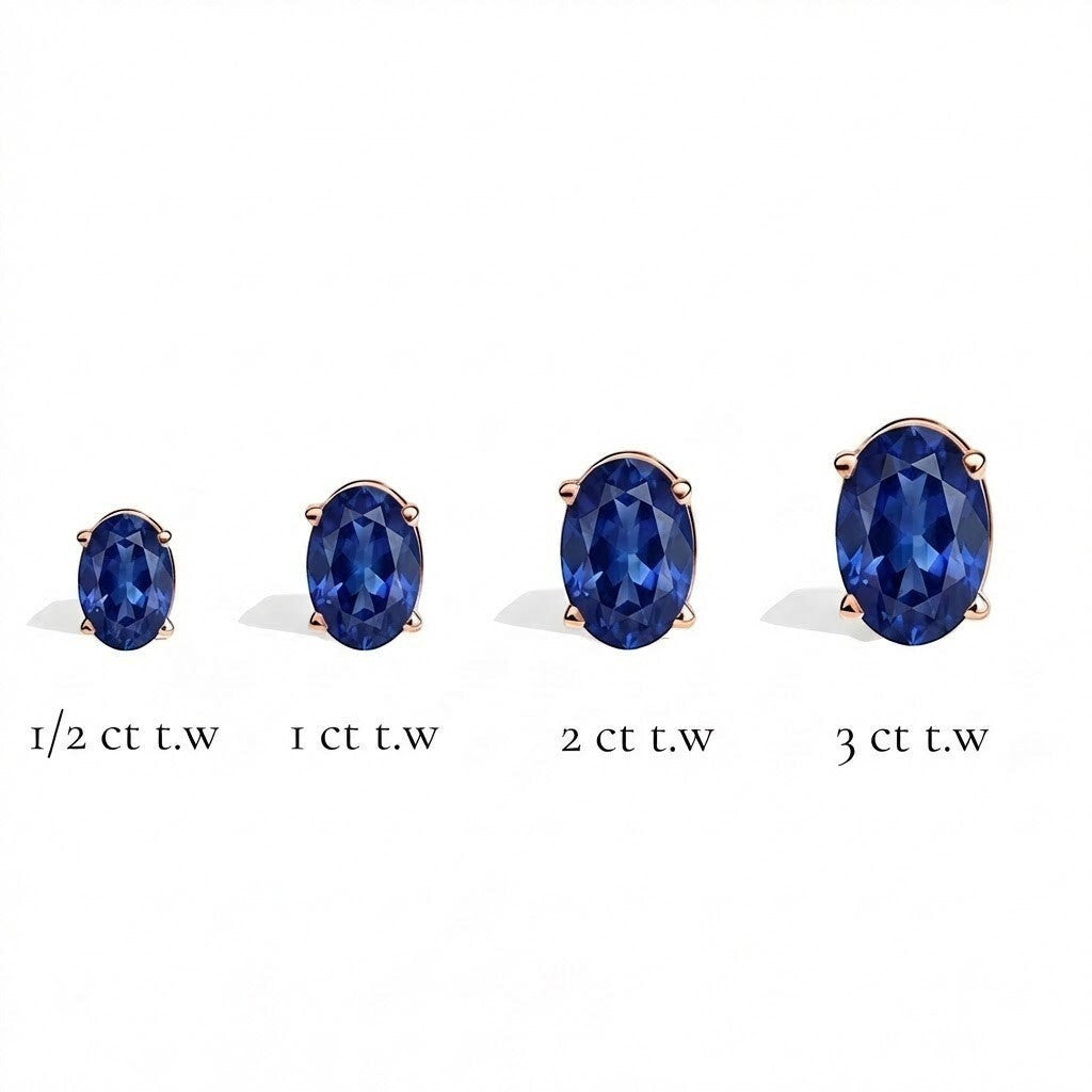 L'Ovale® Sapphire Stud Earrings, 14K Rose Gold