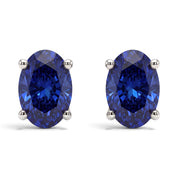 L'Ovale® Sapphire Stud Earrings, 14K White Gold
