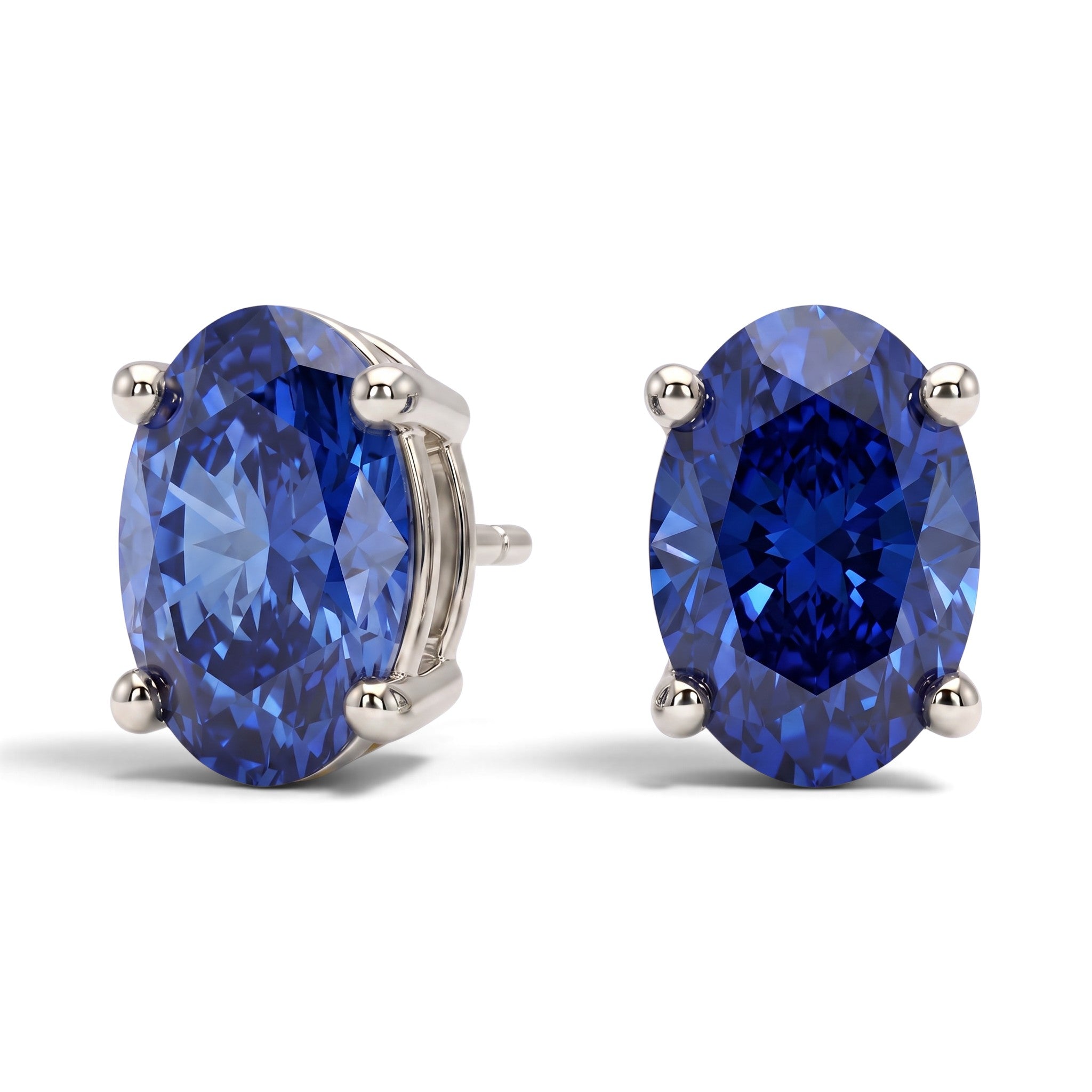 L'Ovale® Sapphire Stud Earrings, Sterling Silver