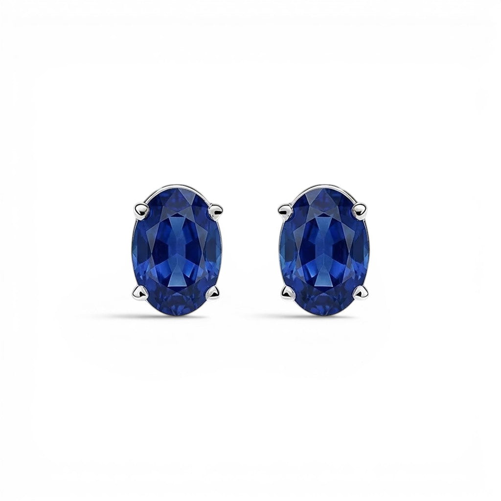 L'Ovale® Sapphire Stud Earrings, Sterling Silver