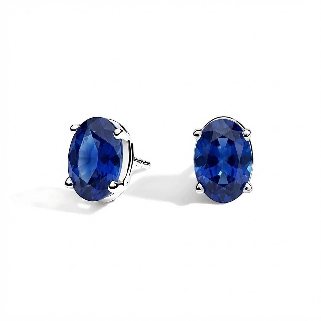 L'Ovale® Sapphire Stud Earrings, Sterling Silver