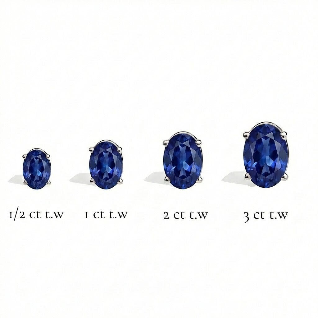 L'Ovale® Sapphire Stud Earrings, Platinum