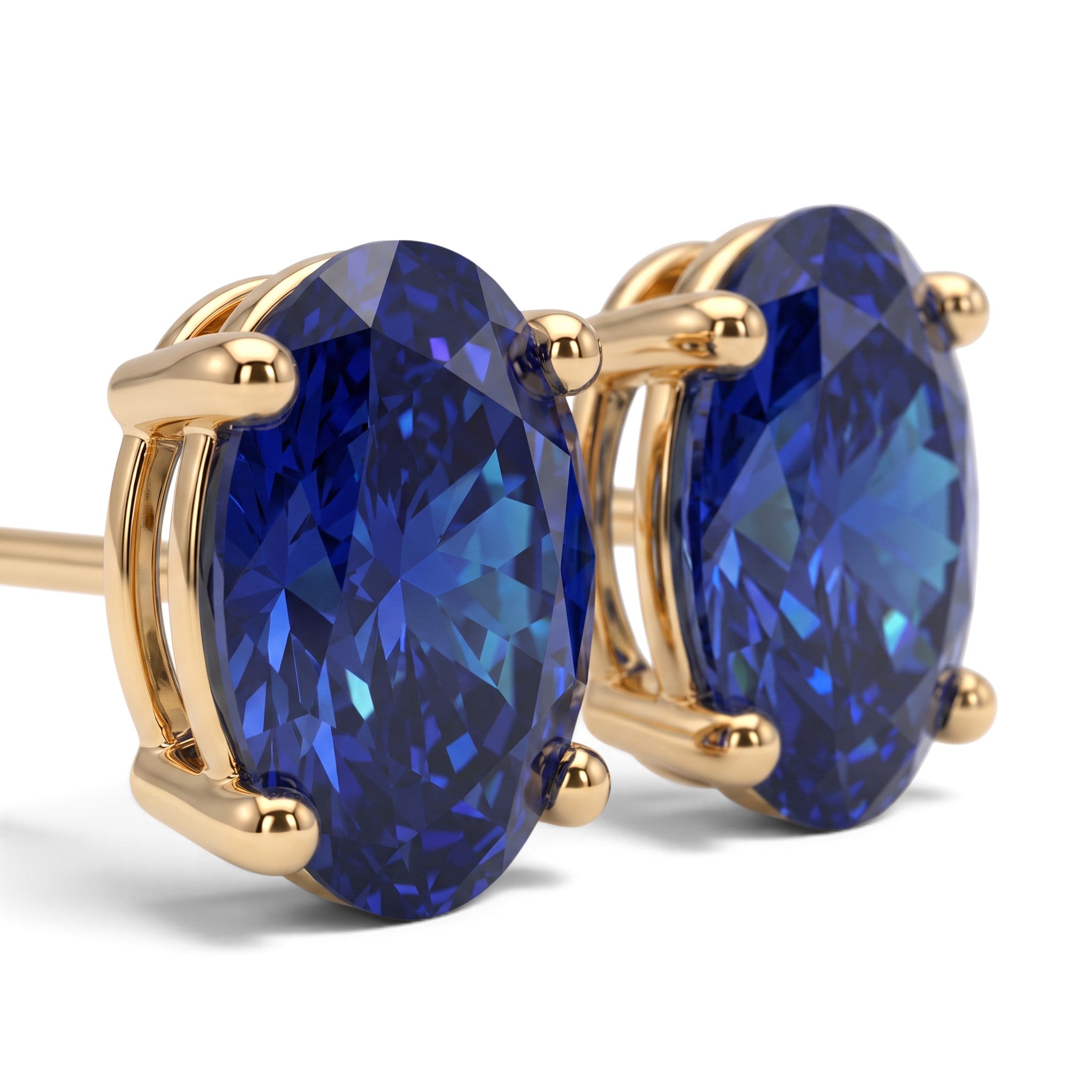 L'Ovale® Sapphire Stud Earrings, Gold Vermeil