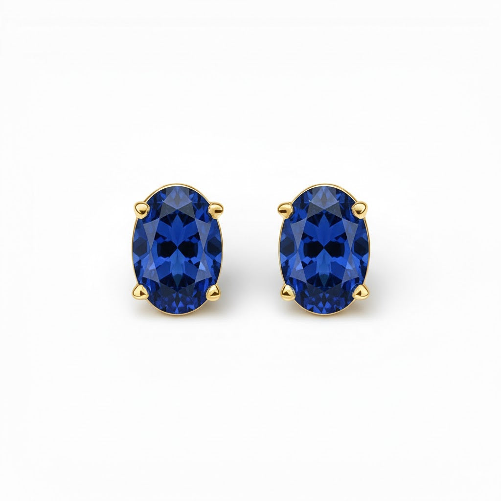 L'Ovale® Sapphire Stud Earrings, Gold Vermeil