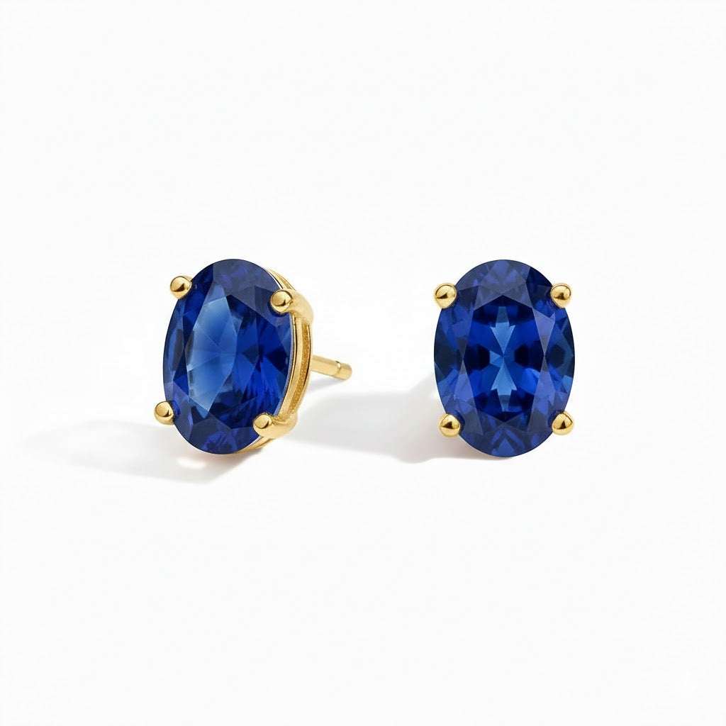L'Ovale® Sapphire Stud Earrings, Gold Vermeil