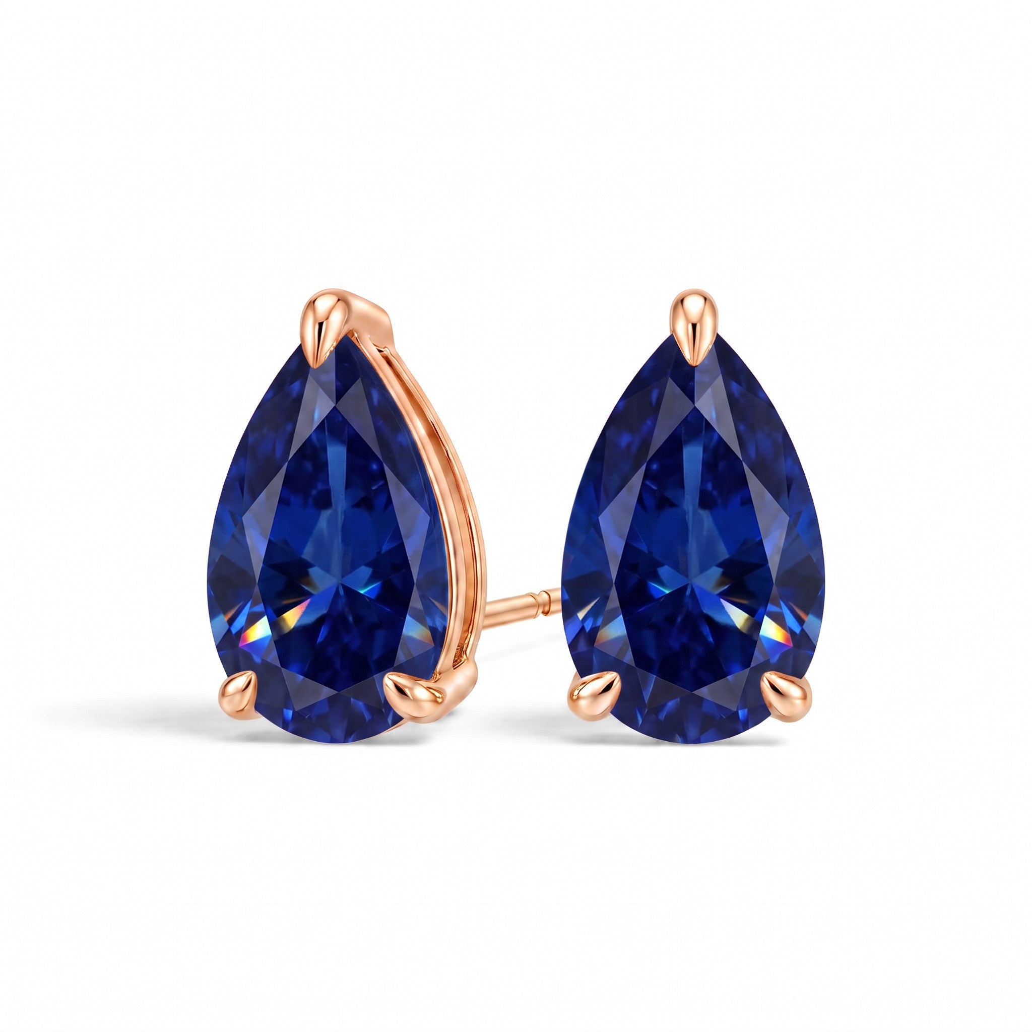 La Poire® Sapphire Stud Earrings, 14K Rose Gold
