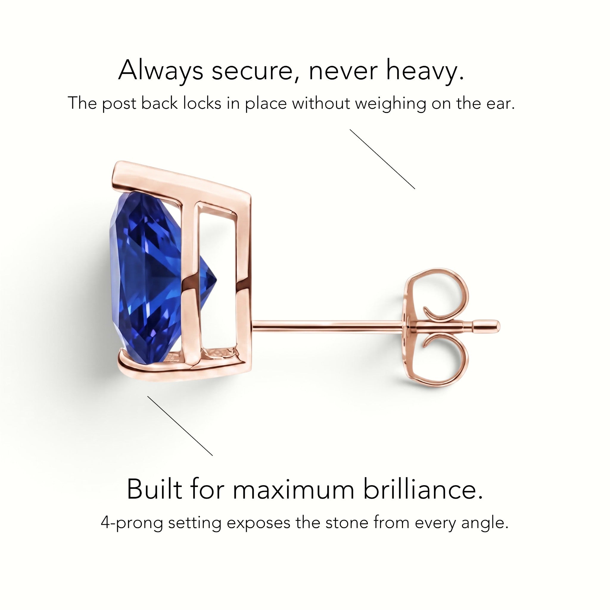 La Poire® Sapphire Stud Earrings, 14K Rose Gold