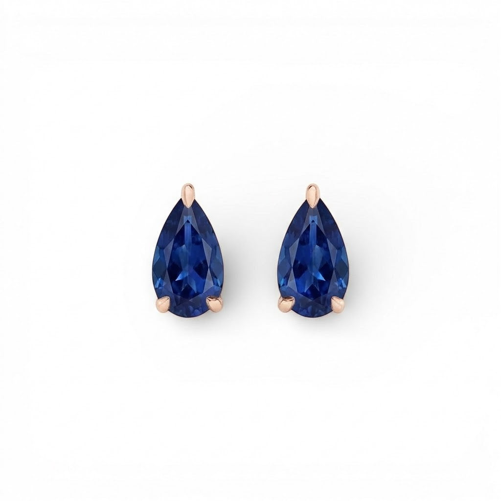 La Poire® Sapphire Stud Earrings, 14K Rose Gold