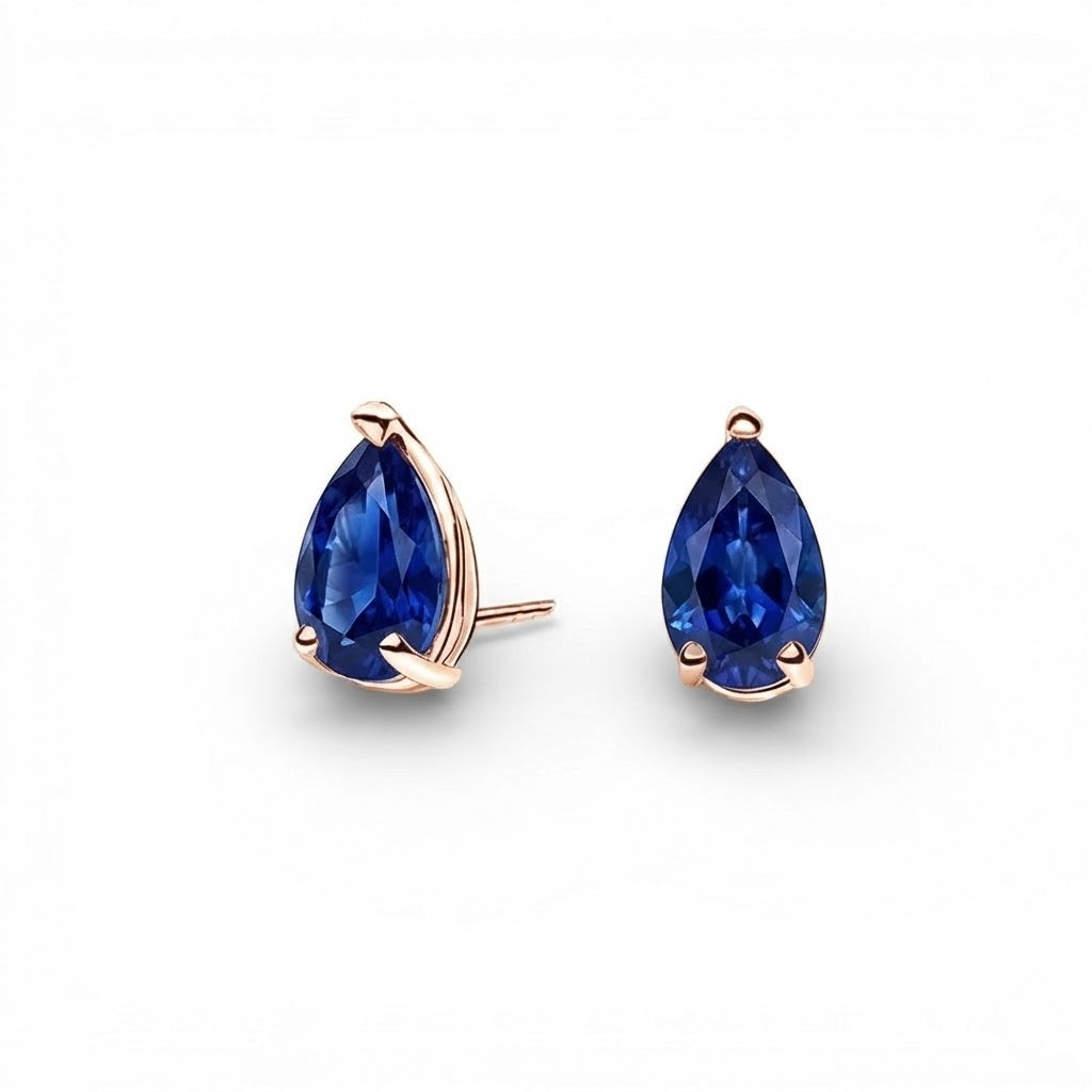 La Poire® Sapphire Stud Earrings, 14K Rose Gold