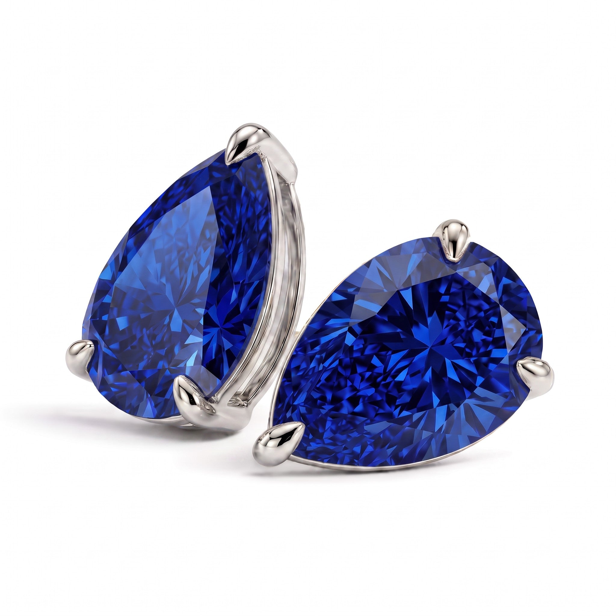 La Poire® Sapphire Stud Earrings, Platinum