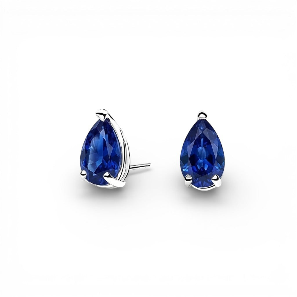 La Poire® Sapphire Stud Earrings, Platinum
