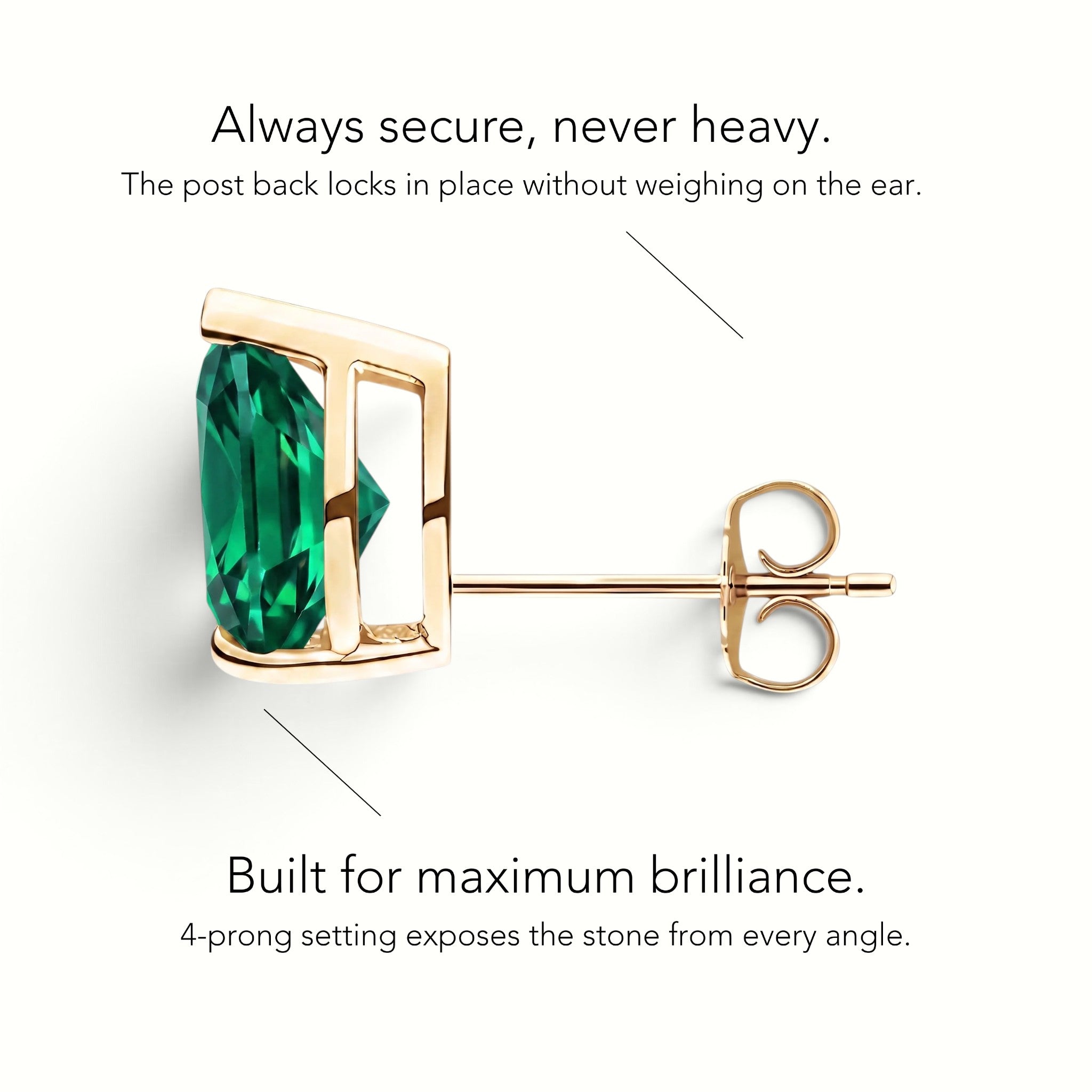 La Poire® Emerald Stud Earrings, 14K Yellow Gold