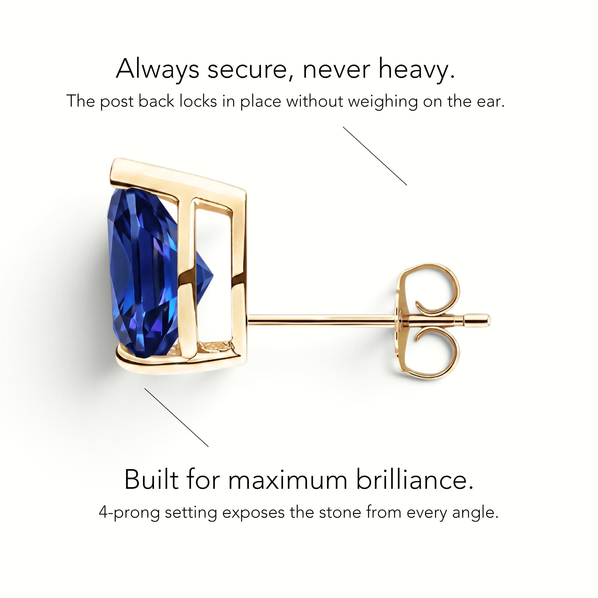 La Poire® Sapphire Stud Earrings, Gold Vermeil