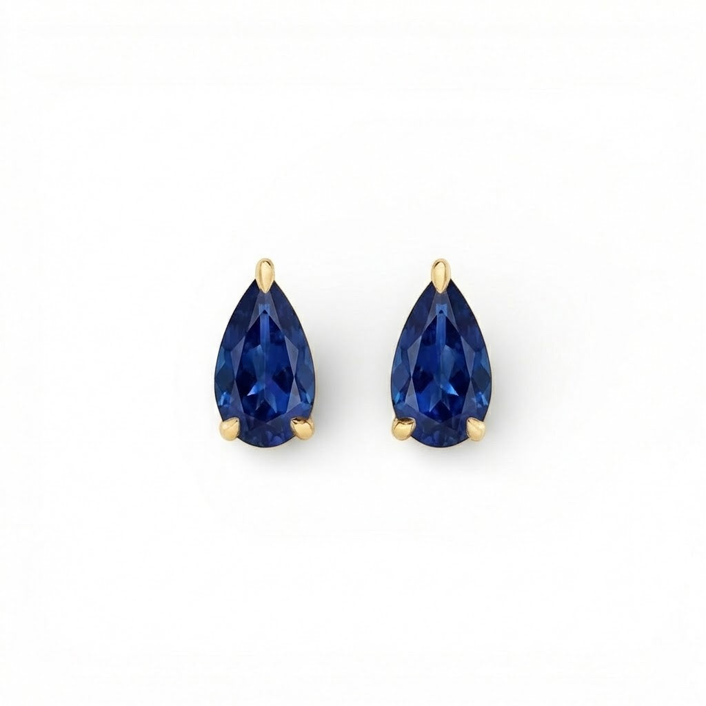 La Poire® Sapphire Stud Earrings, 14K Yellow Gold