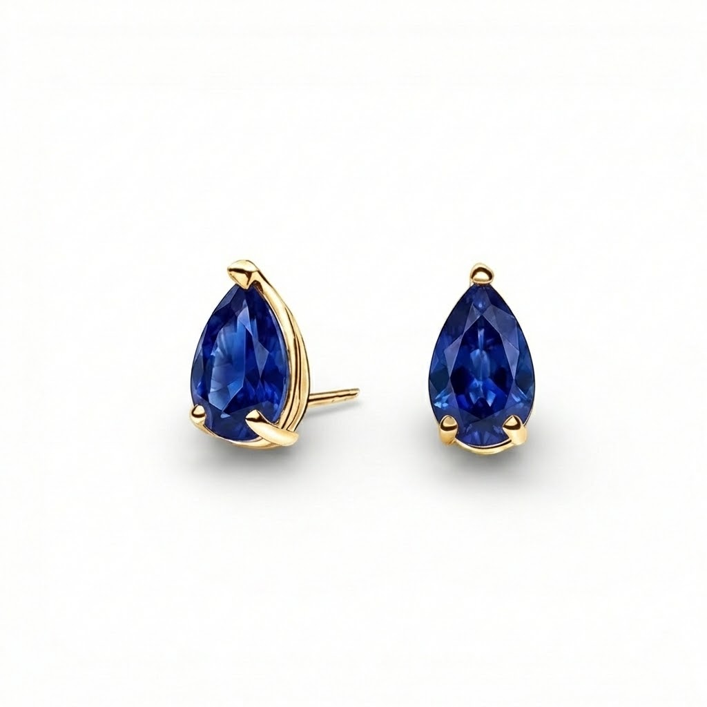 La Poire® Sapphire Stud Earrings, 14K Yellow Gold
