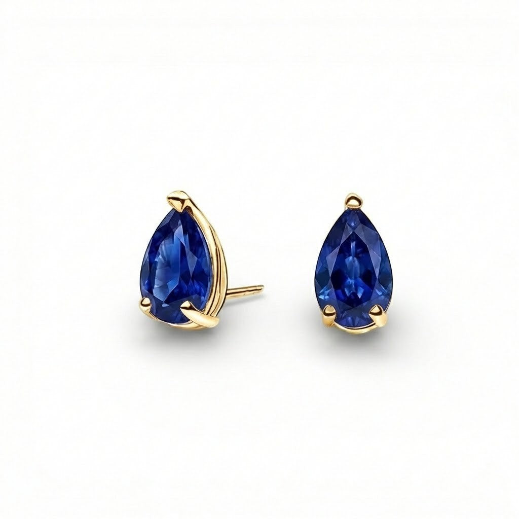 La Poire® Sapphire Stud Earrings, Gold Vermeil