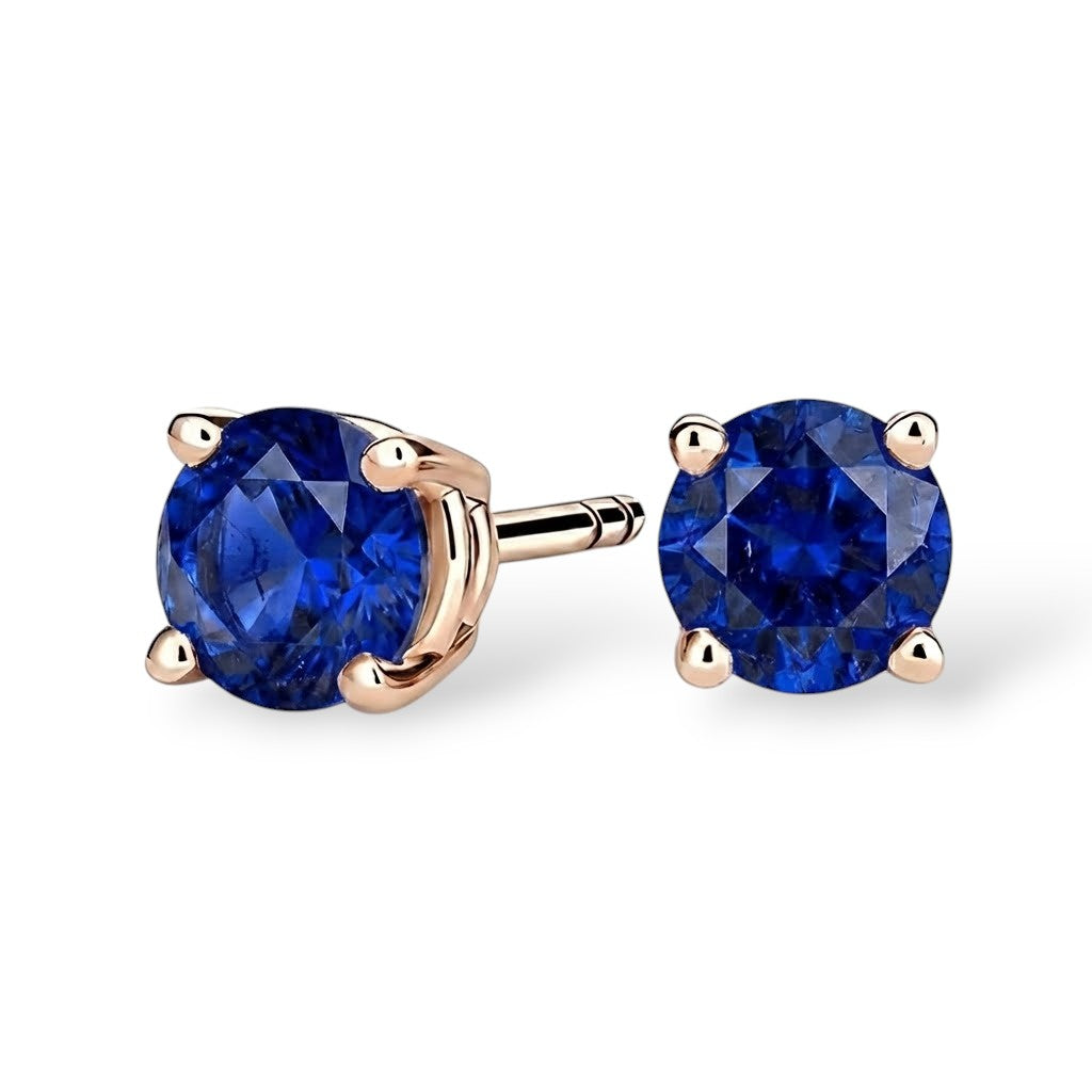 La Ronde® Sapphire Stud Earrings, 14K Rose Gold
