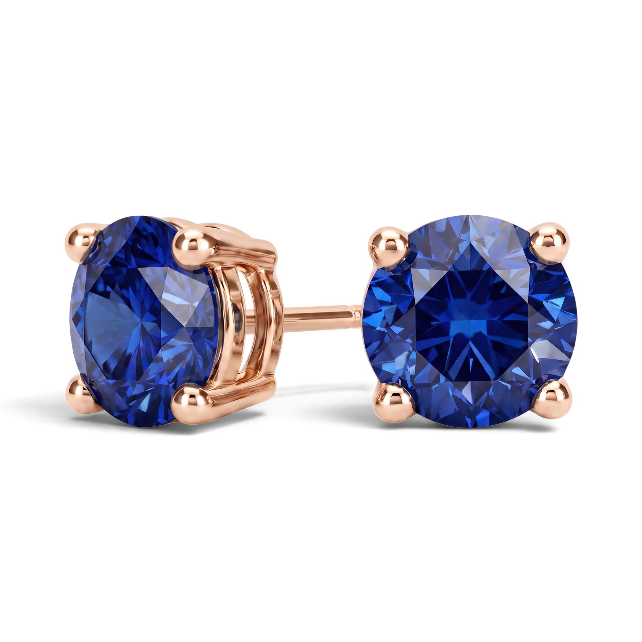 La Ronde® Sapphire Stud Earrings, 14K Rose Gold