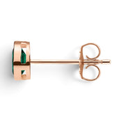 La Poire® Bezel Emerald Stud Earrings, 14K Rose Gold