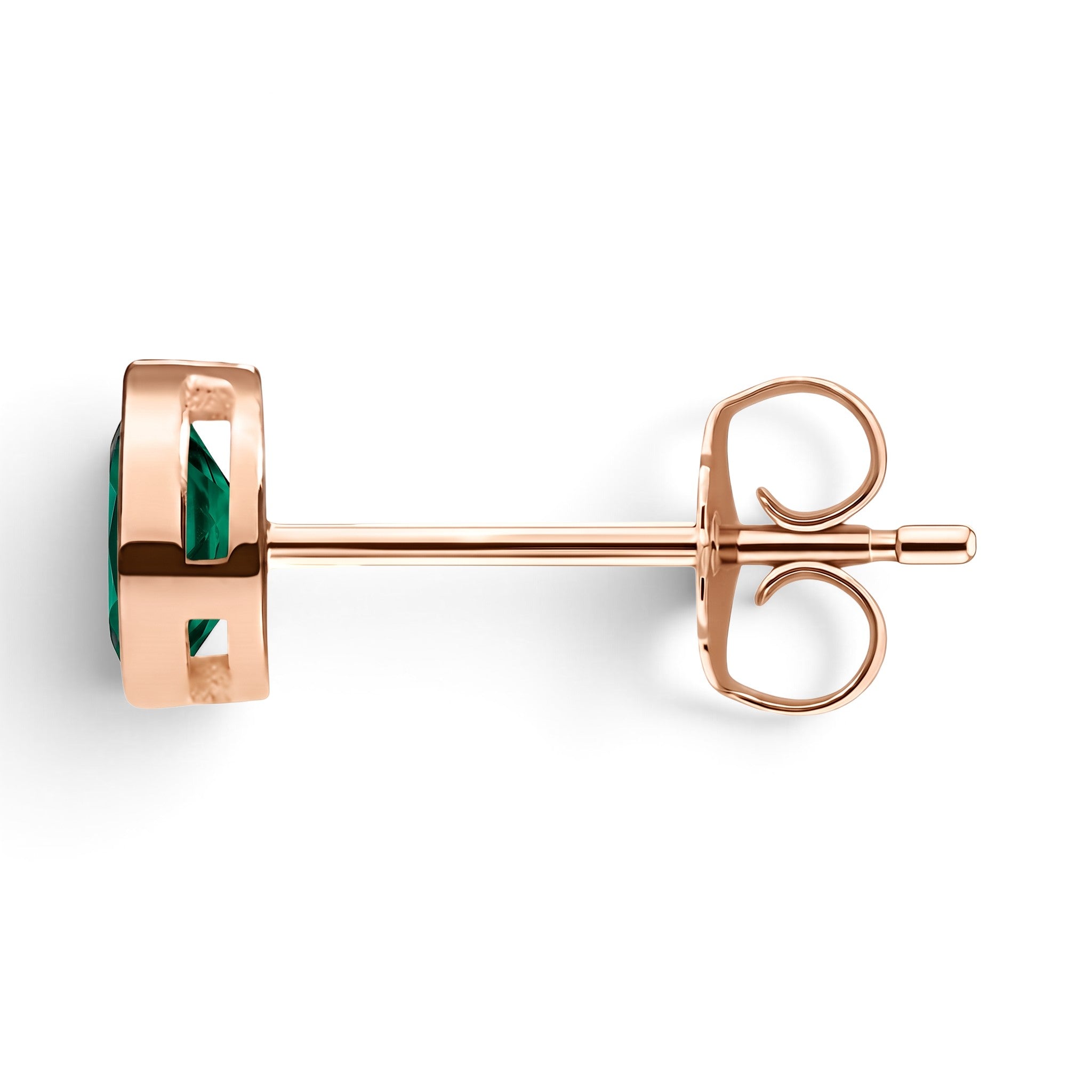 La Poire® Bezel Emerald Stud Earrings, 14K Rose Gold