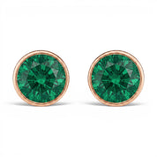La Ronde® Bezel Emerald Stud Earrings, 14K Rose Gold