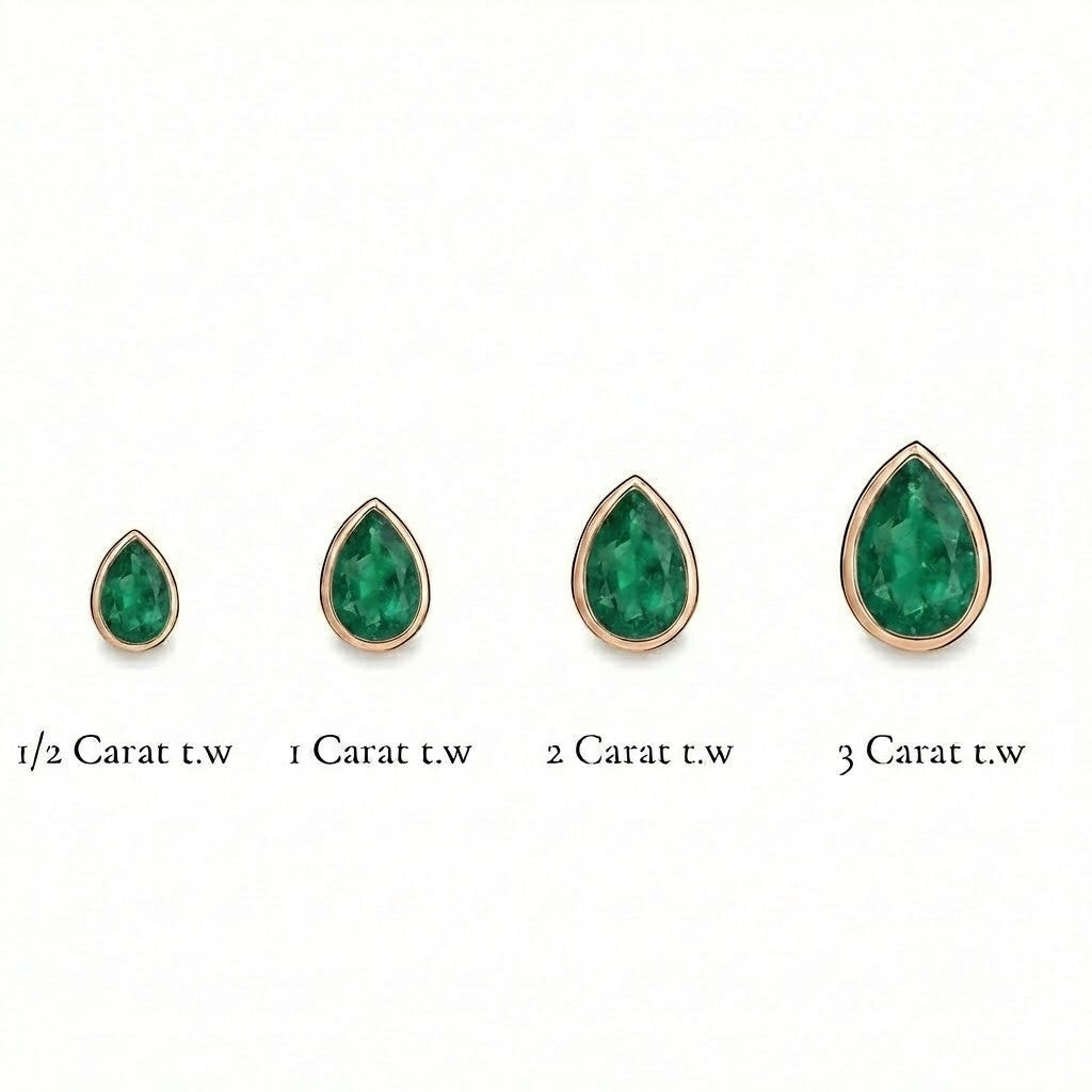 La Poire® Bezel Emerald Stud Earrings, 14K Rose Gold