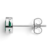 La Poire® Bezel Emerald Stud Earrings, Sterling Silver