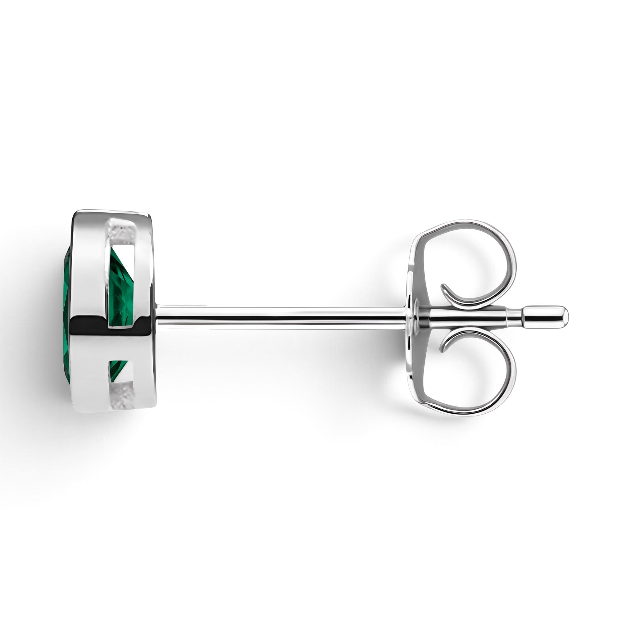 La Poire® Bezel Emerald Stud Earrings, Sterling Silver