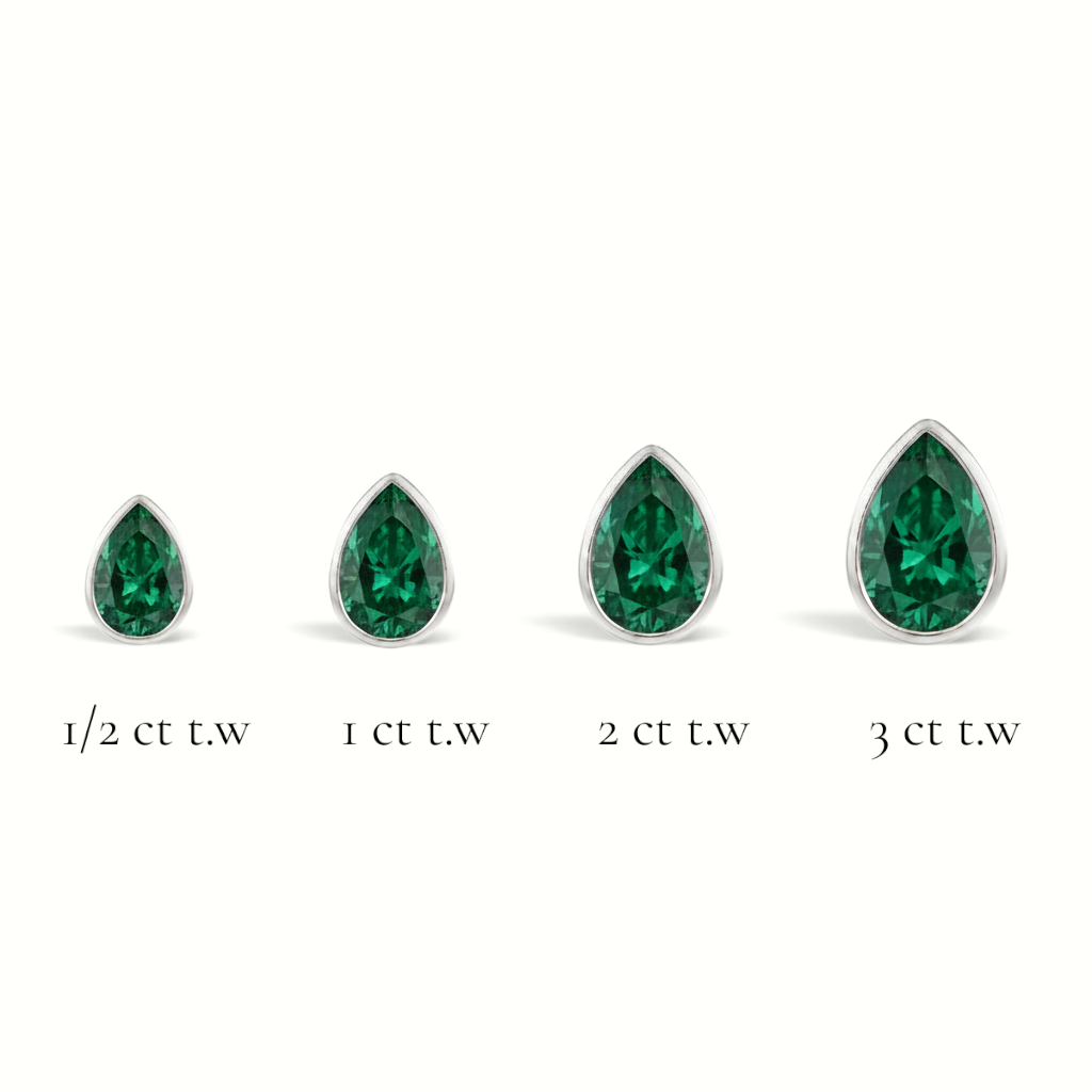 La Poire® Bezel Emerald Stud Earrings, Sterling Silver