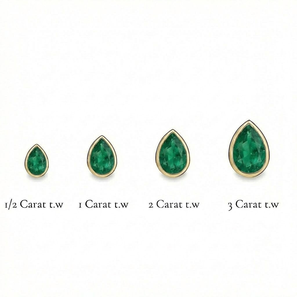 La Poire® Bezel Emerald Stud Earrings, Gold Vermeil