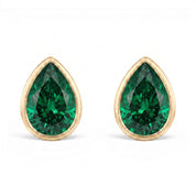 La Poire® Bezel Emerald Stud Earrings, Gold Vermeil