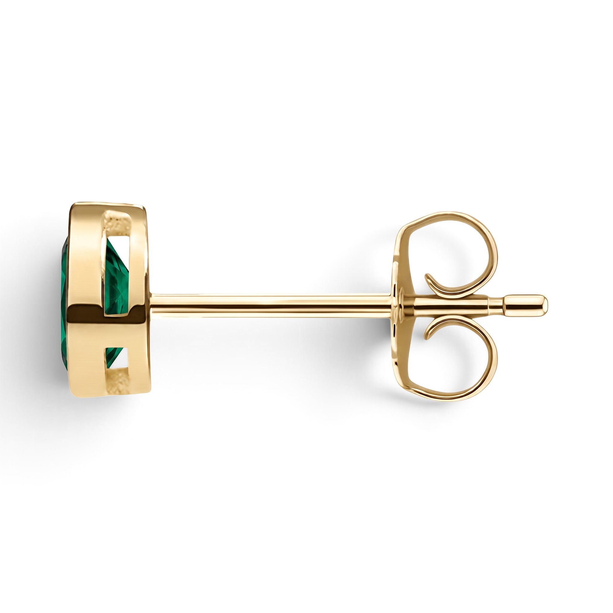 La Poire® Bezel Emerald Stud Earrings, 14K Yellow Gold