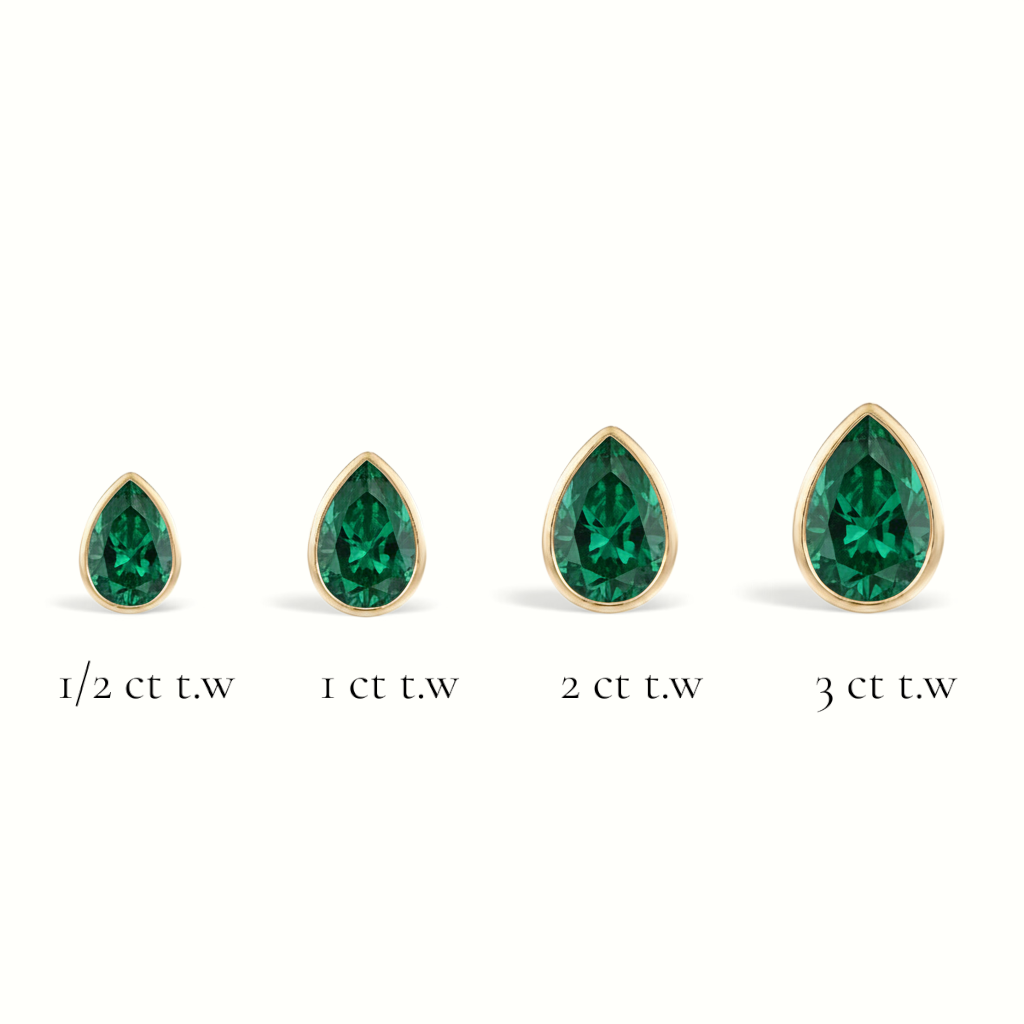 La Poire® Bezel Emerald Stud Earrings, 14K Yellow Gold