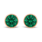 La Ronde® Bezel Emerald Stud Earrings, 14K Rose Gold
