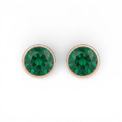 La Ronde® Bezel Emerald Stud Earrings, 14K Rose Gold