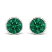 La Ronde® Bezel Emerald Stud Earrings, Platinum