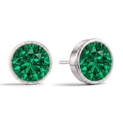 La Ronde® Bezel Emerald Stud Earrings, Platinum