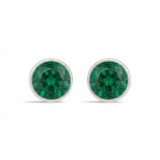 La Ronde® Bezel Emerald Stud Earrings, Sterling Silver