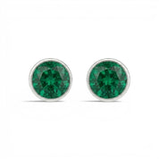 La Ronde® Bezel Emerald Stud Earrings, 14K White Gold