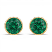 La Ronde® Bezel Emerald Stud Earrings, Gold Vermeil