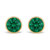 La Ronde® Bezel Emerald Stud Earrings, Gold Vermeil