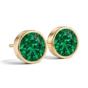 La Ronde® Bezel Emerald Stud Earrings, Gold Vermeil