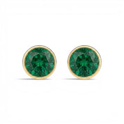 La Ronde® Bezel Emerald Stud Earrings, 14K Gold
