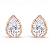 La Poire® Bezel Diamond Stud Earrings, 14K Rose Gold