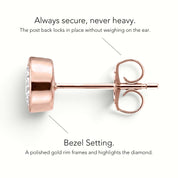 La Ronde® Bezel Diamond Stud Earrings, 14K Rose Gold