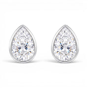 La Poire® Bezel Diamond Stud Earrings, 14K White Gold