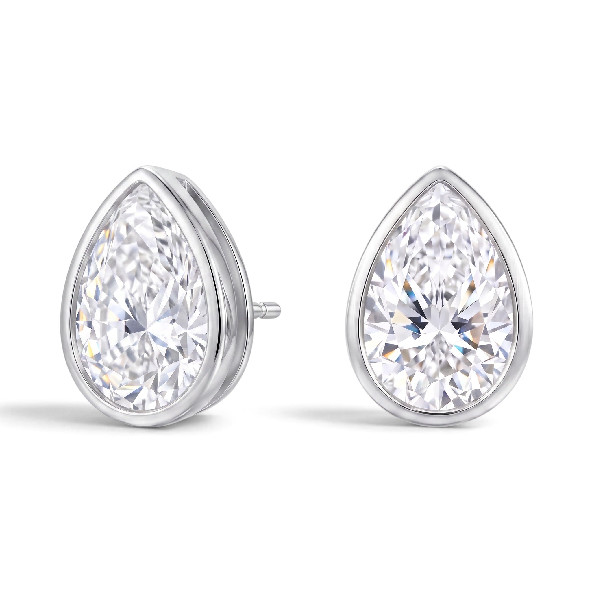 La Poire® Bezel Diamond Stud Earrings, Sterling Silver