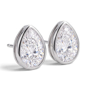 La Poire® Bezel Diamond Stud Earrings, Sterling Silver