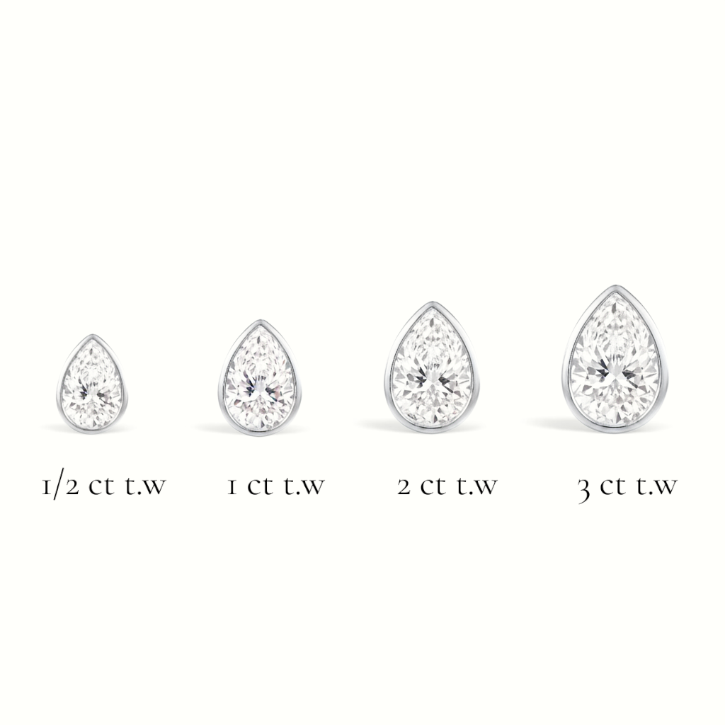 La Poire® Bezel Diamond Stud Earrings, Sterling Silver