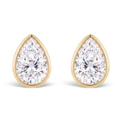 La Poire® Bezel Diamond Stud Earrings, 14K Yellow Gold